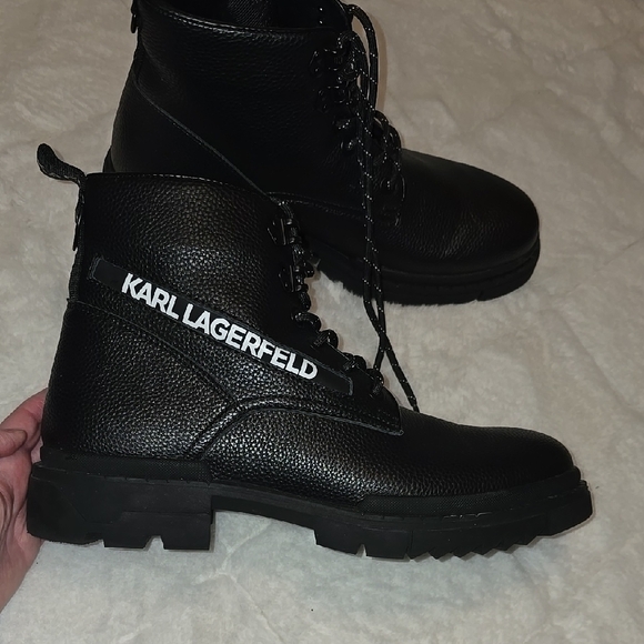 Karl Lagerfeld Black Ankle Boots Size 11 - Picture 3 of 10